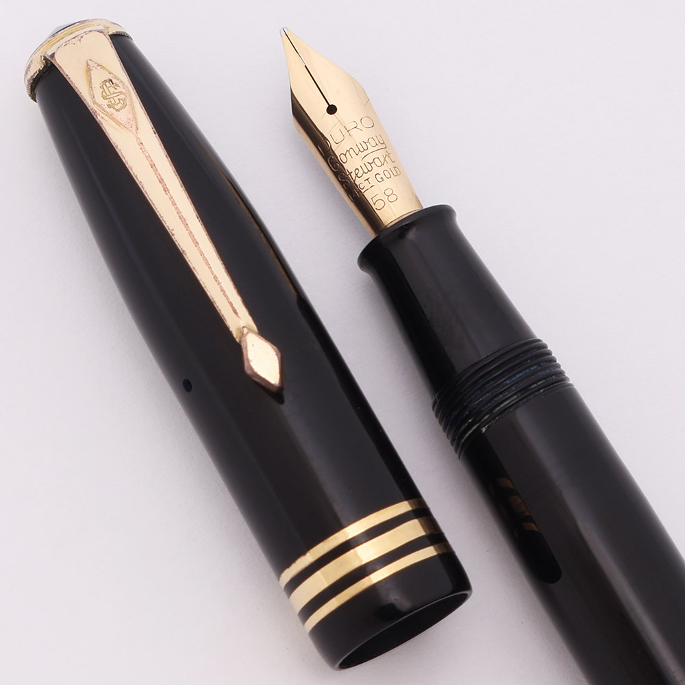 Conway Stewart 58 Fountain Pen (1950s) - Black w GT, Lever Filler